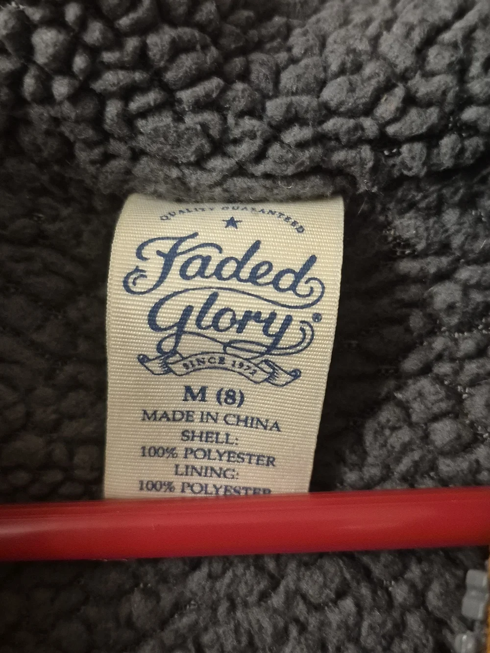 Boys Medium (8) Faded Glory Full Zip Sherpa Lined Hooded Jacket Orange / Gray